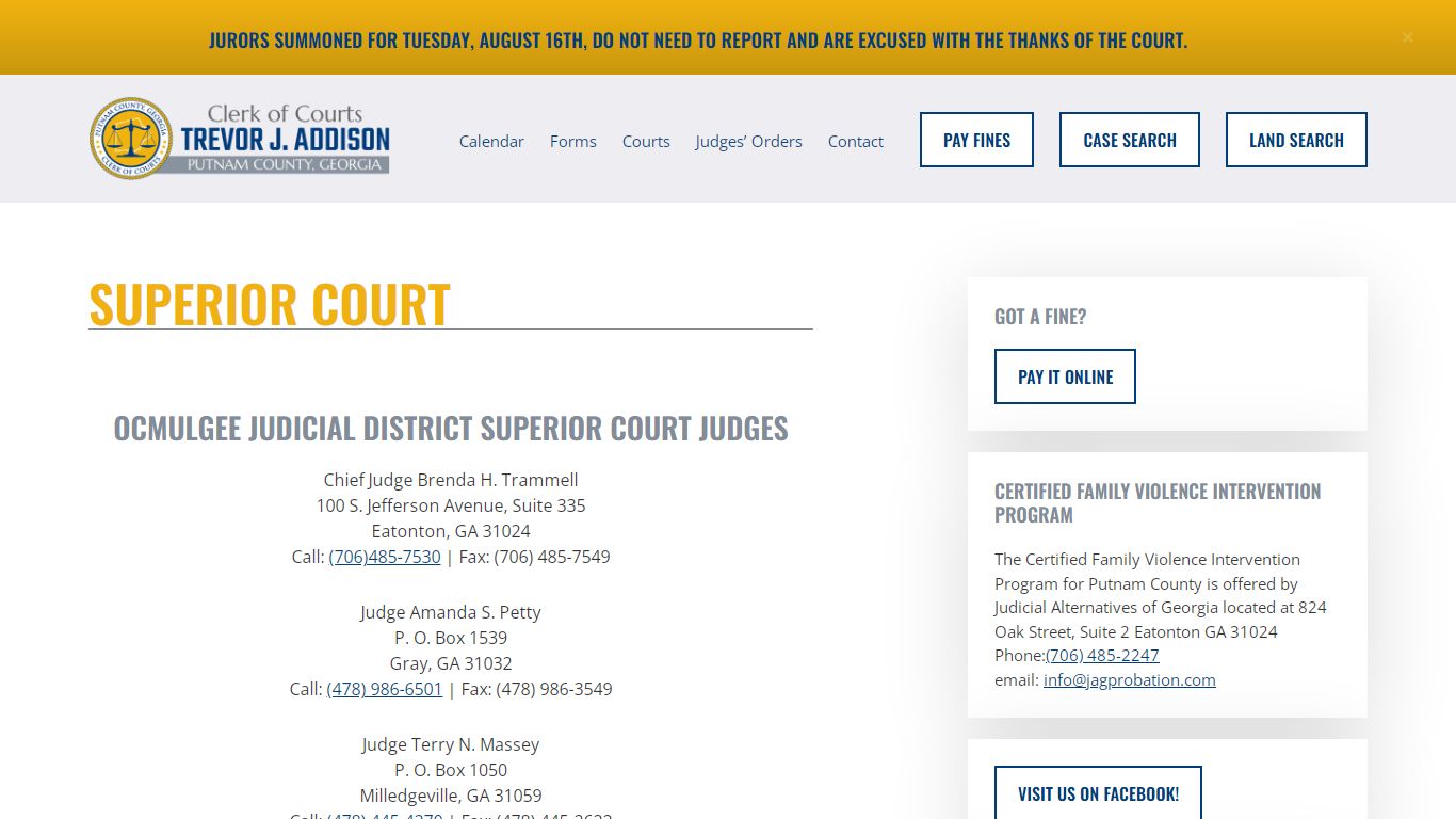 Superior Court | Putnam County Superior Court | Eatonton GA