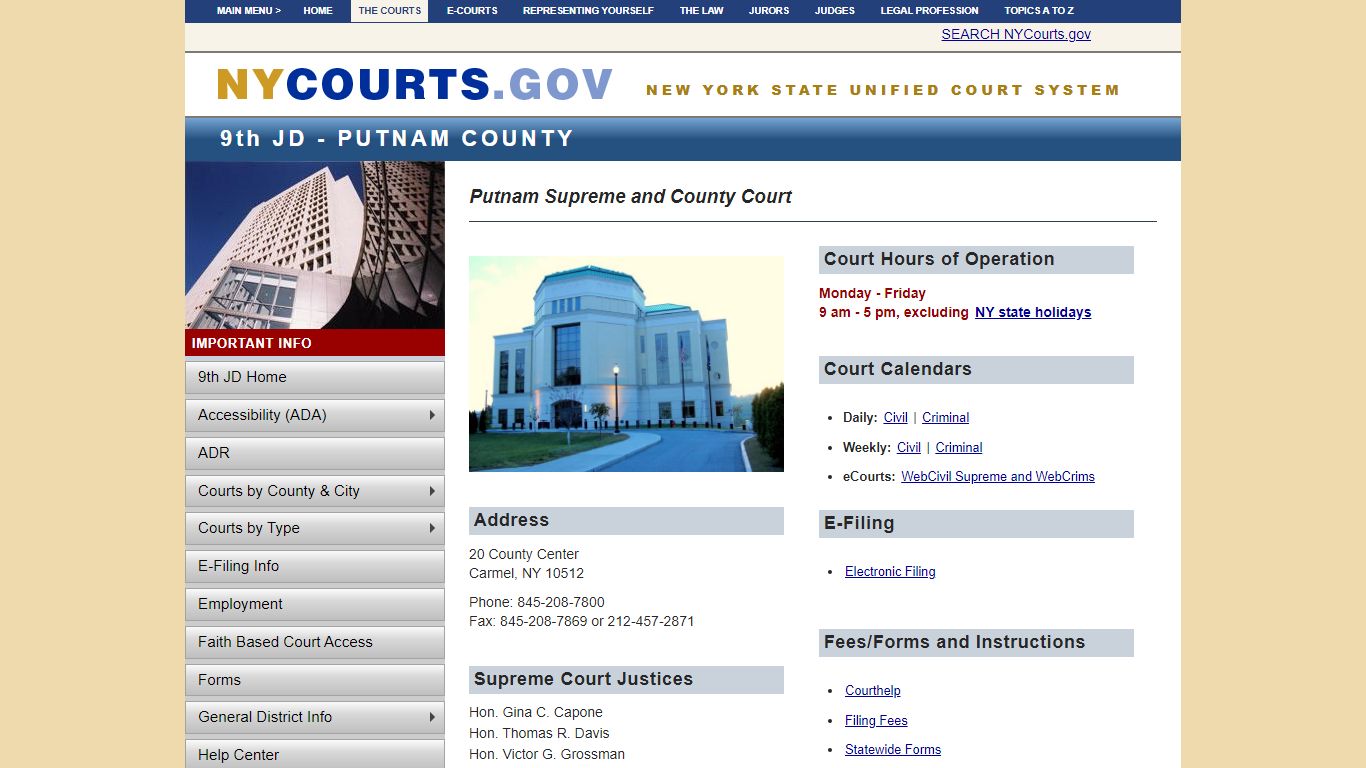 Putnam Supreme and County Court | NYCOURTS.GOV